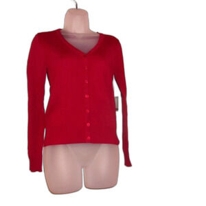 Active Usa Small Dark Red V-Neck Button Down Cardigan NWT